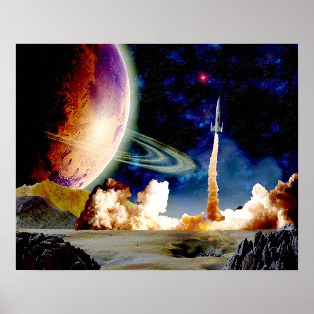 Poster Lancement de fusée (Devant)