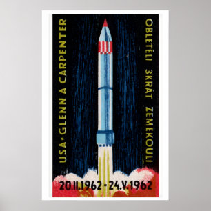 Poster Lancement de fusée soviétique 1962 Astronaute - Bo