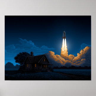 Poster Lancement de la fusée de la navette spatiale la nu