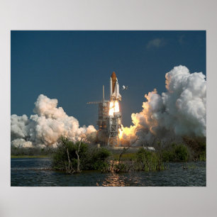 Poster Lancement de la navette spatiale Challenger (STS-6