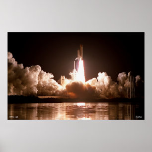 Poster Lancement de navette spatiale de nuit
