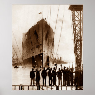 Poster Lancement du Titanic vers sepia 1912