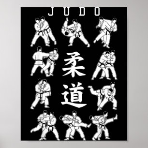 Poster Lancer de judo MMA arts martiaux mixtes Kanji Gi
