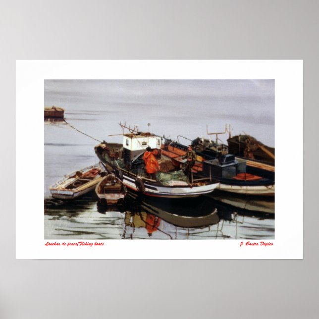 Poster Lanchas de pesca/Bateaux de pêche (Devant)