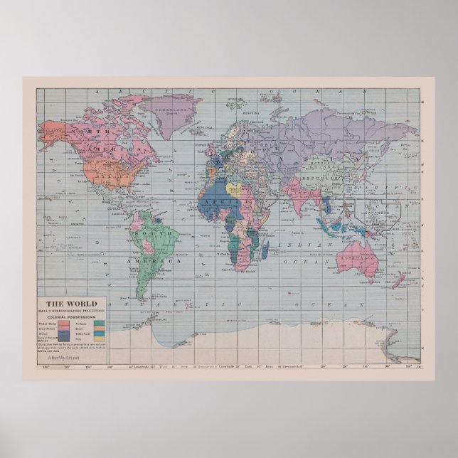Poster L'Ancien Monde - Carte Vintage (Devant)