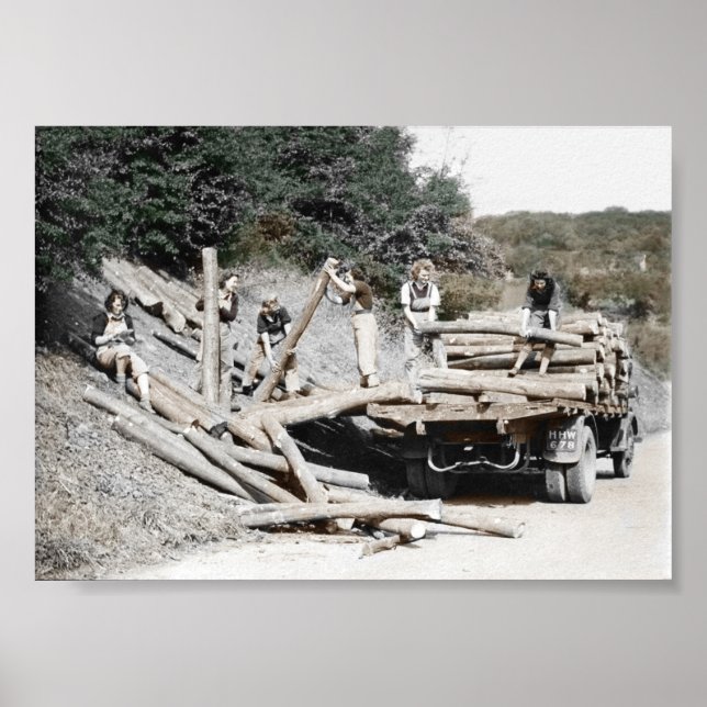 Poster Land Girls Hauling Logs 2ÈME GUERRE MONDIALE (Devant)