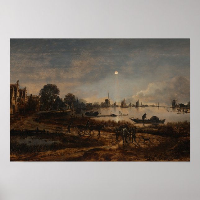 Poster landscape river Van der Neer (Front)