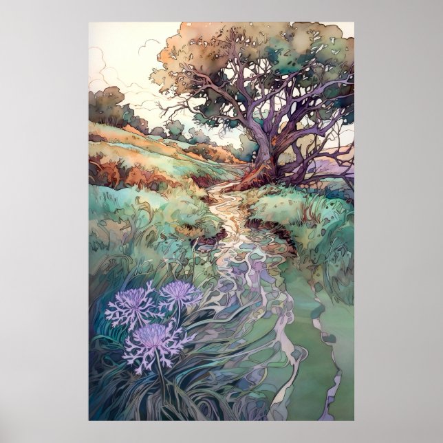 Poster Landscape Watercolor  (Devant)
