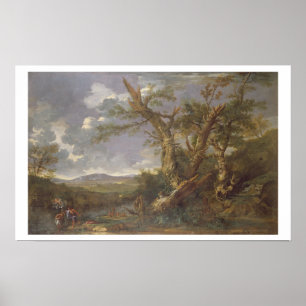 Poster Landscape with the Baptism in the Jordan