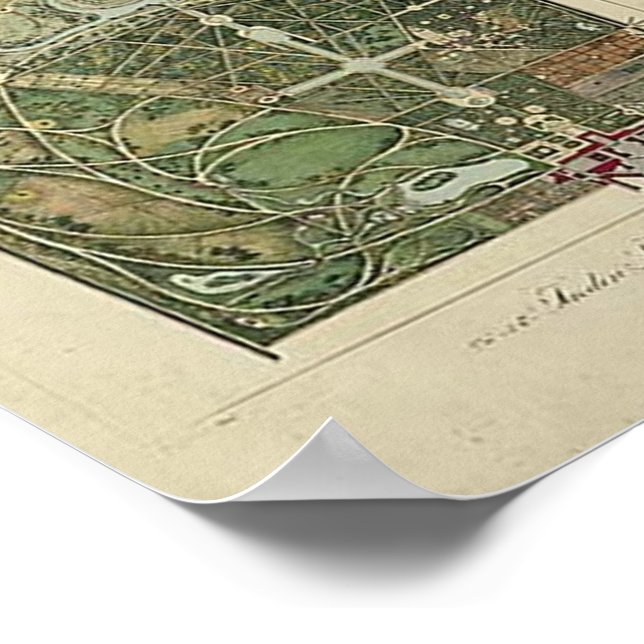 Poster Landschaftsgarten Versailles Plan Gabriel Thouin (Coin)
