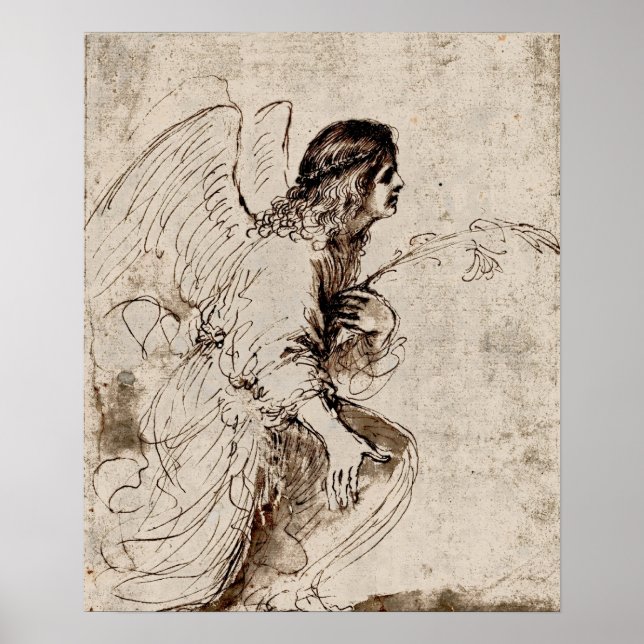 Poster L'Ange de l'Annonciation dessin de Barbieri (Devant)