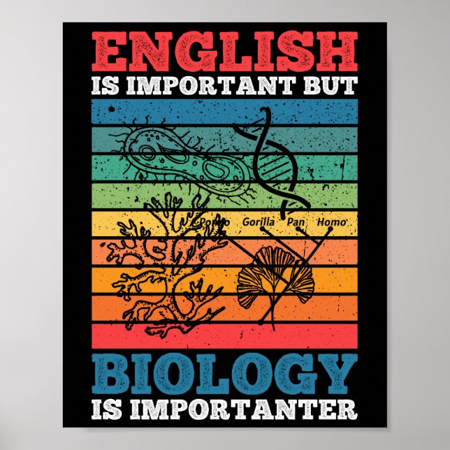 Poster L'Anglais Est Important, Mais La Biologie Est Impo (Devant)