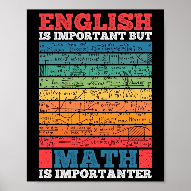 Poster L'Anglais Est Important Mais Les Maths Sont Import (Devant)
