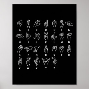 Poster Langue des signes Alphabet Sourd Mute ASL Sourds