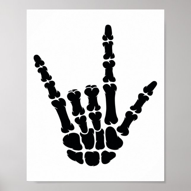 Poster Langue des signes américaine Asl Je t'aime Skeleto (Devant)