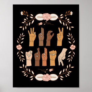 Poster Langue des signes anti-Trump asl Fleur Funny