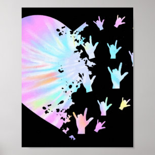 Poster Langue des signes Coeur support Tendance Sourde se