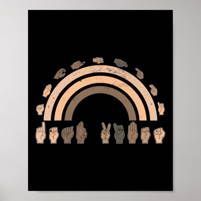 Poster Langue des signes Geste à la main Sourde Vibes Sen (Devant)