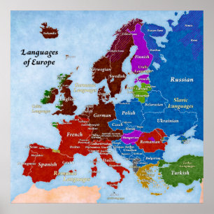 Poster Langues d'affiche de l'Europe
