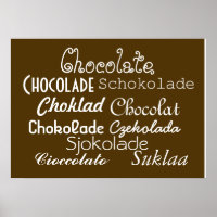 Langues de l'affiche de chocolat 28" x 20", (Matte