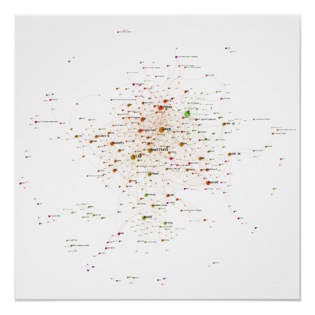 Poster Langues de programmation Influence Network 2020 (Devant)