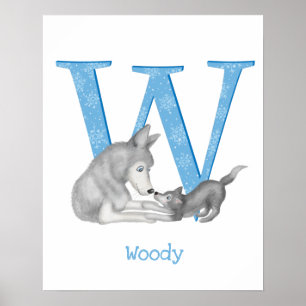 Poster L'animal ABC W est pour l'impression loup