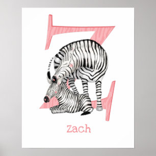 Poster L'animal ABC Z est destiné à l'impression zèbre