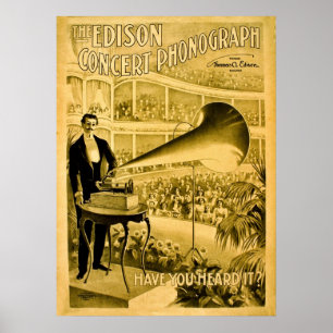 Poster L'annonce vintage de phonographe de concert