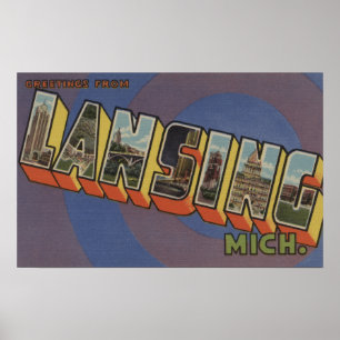 Poster Lansing, Michigan - Scènes de grandes lettres 2