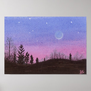 Poster Lansing Moon & Stars
