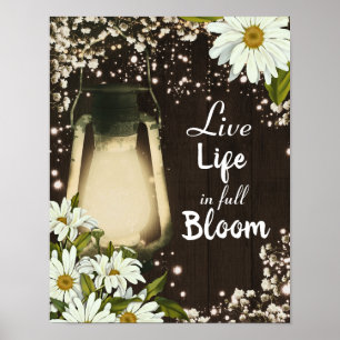 Poster Lanterne Rustique & Fleurs de Marguerite Décoratio