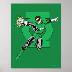 Poster Lanterne verte avec Arrière - plan de logo