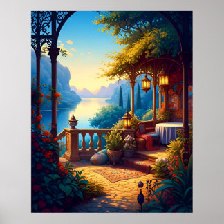 Poster Lanternes à la terrasse lumineuse