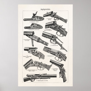 Poster L'antiquité vintage de fusil de chasse de 1800s a
