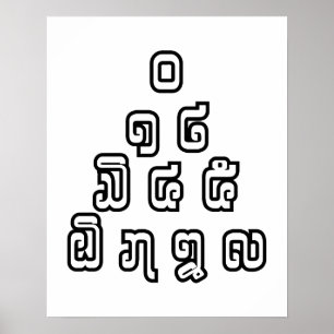 Poster Lao / Laos Numbers Pyramid Laotian Language Script