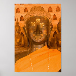 Poster Laos, Vientiane, l'une des 6840 images de Bouddha
