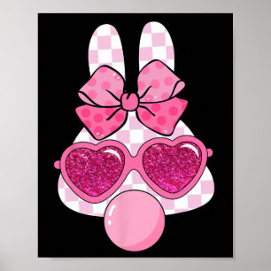 Poster Lapin à Carreaux Qui Fait des Bulles de Chewing-Gu