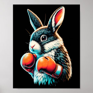 Poster Lapin Avec Gants De Boxe