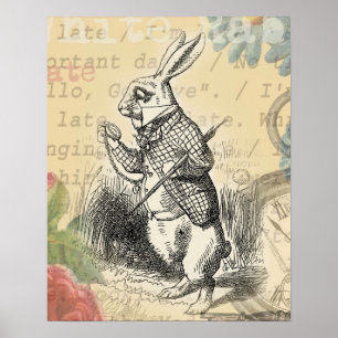 Poster Lapin Blanc Aventures d'Alice au Pays des Merveill
