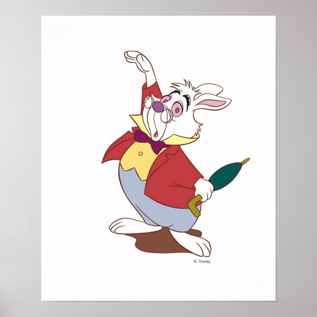 Poster Lapin blanc d'Alice et Wonderland Disney (Devant)