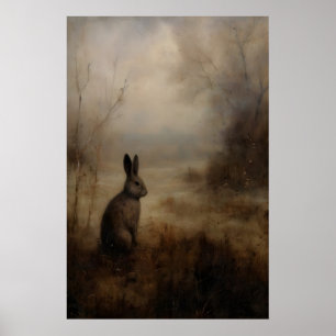Poster Lapin Brun Sauvage, Dark Cottagecore , Vintage