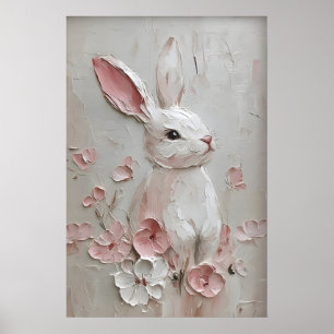 Poster Lapin Bunison Fleur Portrait Impression, Pâques