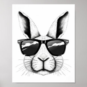 Poster Lapin Cool Lunettes de soleil Drôle de Pâques Lapi