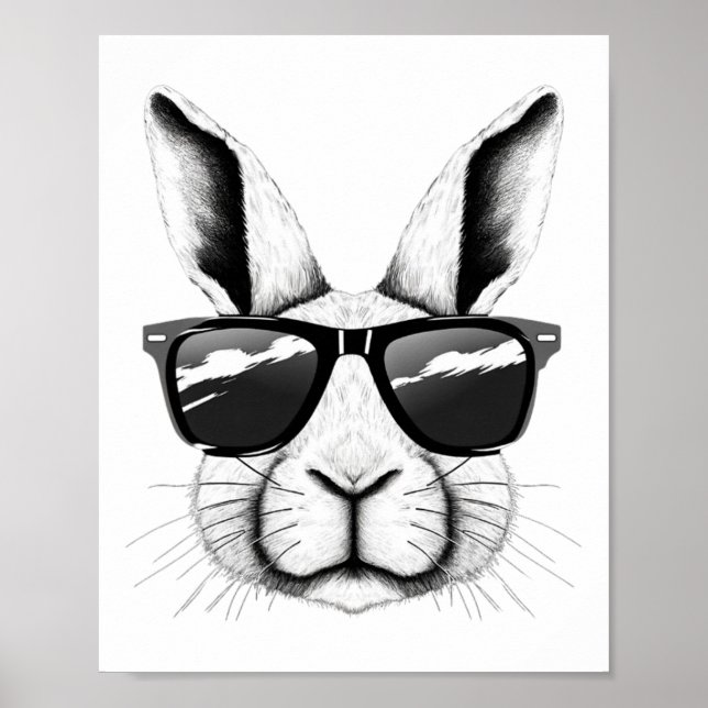 Poster Lapin Cool Lunettes de soleil Drôle de Pâques Lapi (Devant)