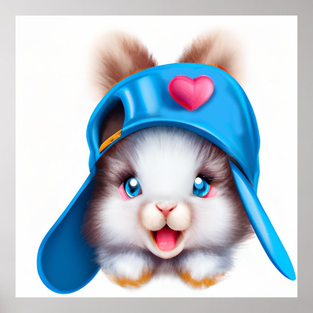 Poster Lapin d'amour de bébé mignon (Devant)