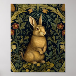 Poster Lapin dans la forêt style Art nouveau