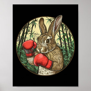 Poster Lapin de boxe Gants de boxe Kickboxing Boxeur drôl