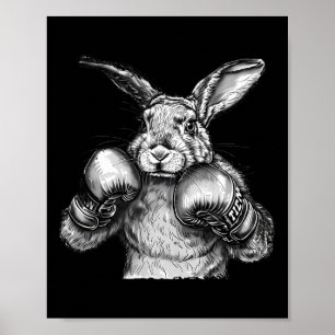Poster Lapin de boxe Gants de boxe Kickboxing Boxeur drôl