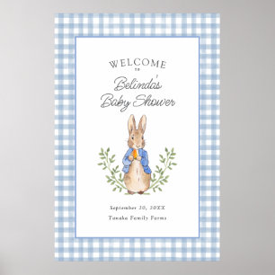 Poster Lapin de conte de fées classique bleu Bienvenue à 