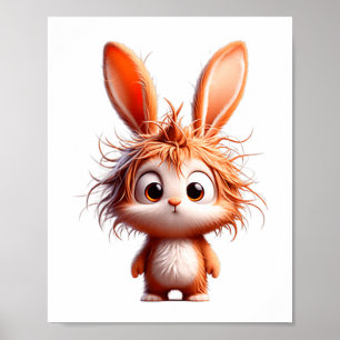 Poster Lapin de dessin animé mignon avec expression drôle